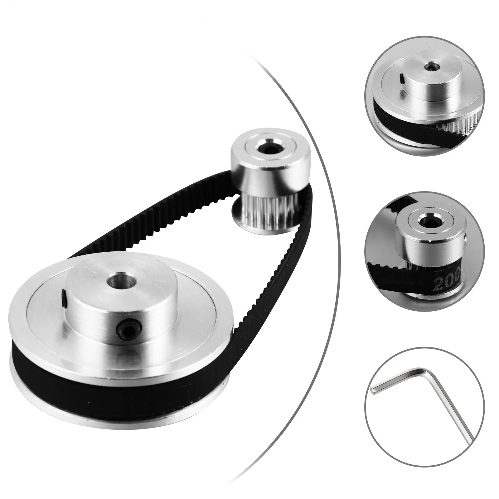 

1Set 3D Printer Synchronous Wheel Set Premium Aluminum Stepper Motor Pulley Timing Belt High Transmission Accuracy Reduction