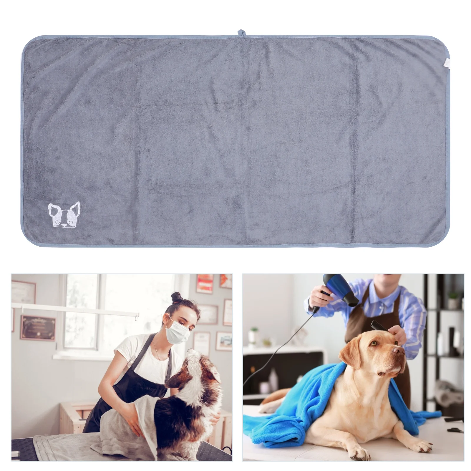 

Quick Dry Bath Towels Pet Drying Absorbent for Super No Shedding Dog Grey Supplies