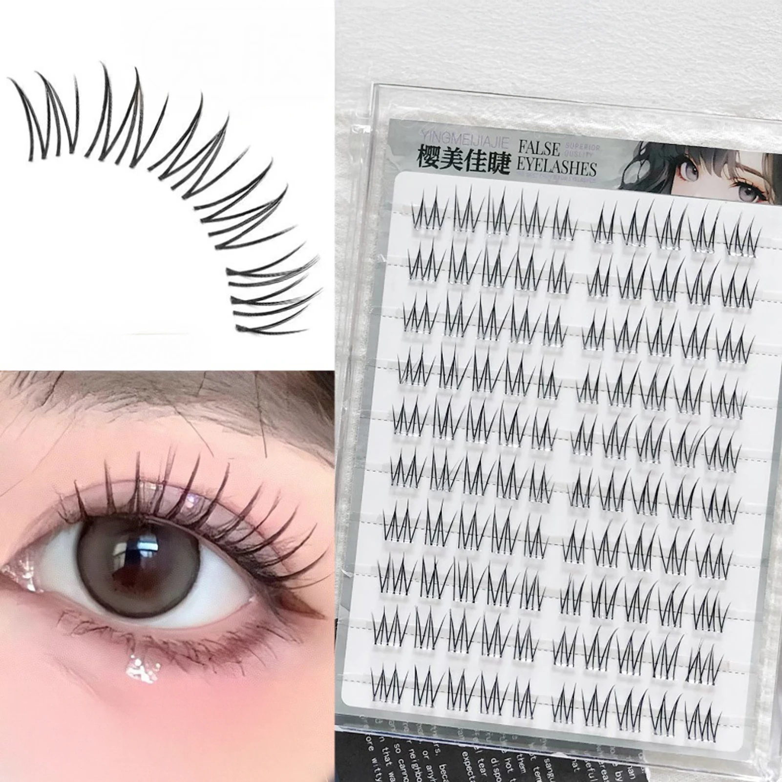 Cluster di ciglia finte coreane naturali senza colla 6/10/20 file Curling Girl Group Estensione delle ciglia Trucco quotidiano perfetto per gli occhi
