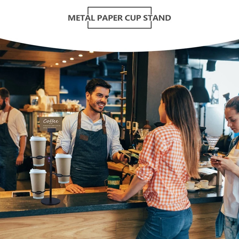 ABXH Железная стойка для бумажных стаканчиков, полезная стойка для кофейных чашек, контейнер для хранения бумажных стаканчиков для чая с молоком, кофейни