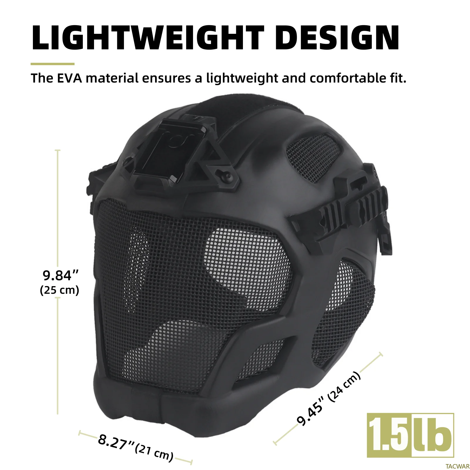 Casco EVA Pro Airsoft cara completa con riel NVG malla transpirable - imagen 5