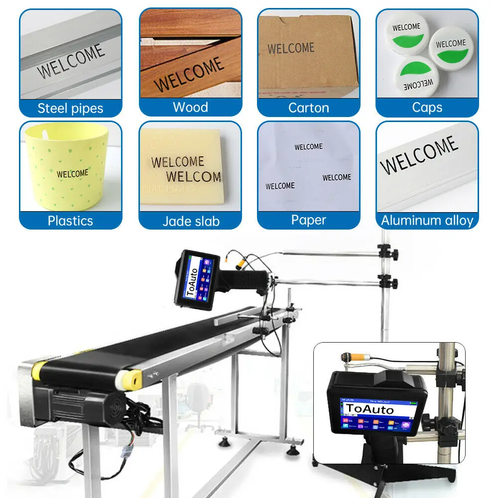 แบบพกพา Handheld Thermal Inkjet เครื่องพิมพ์ตลับหมึกสีดำสำหรับ12.7มม.QR รหัสแบทช์ตัวแปรวันที่หมายเลขโลโก้