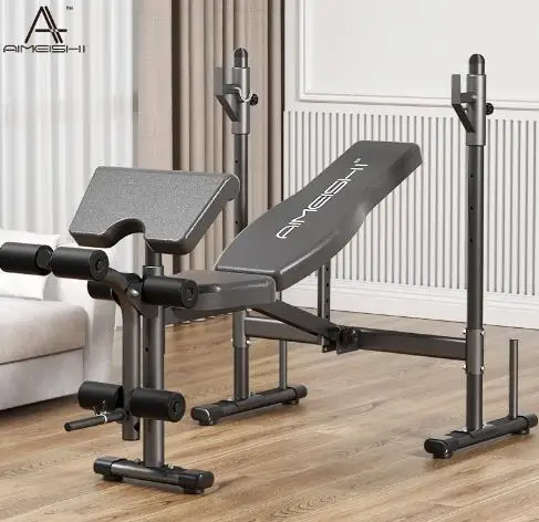 Multi Home Gym Equipment Adjustable Weightlifting Bench Press With Lat Pull Down Bar