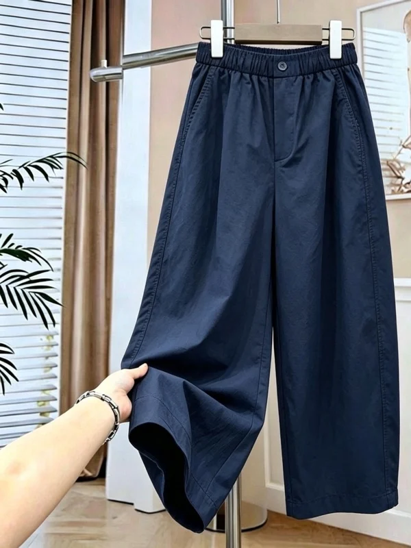 Summer Thin Wide Leg Balloon Pants Women's Slimming Breathable Casual High Waist Polyester Fiber Straight Tube Pants