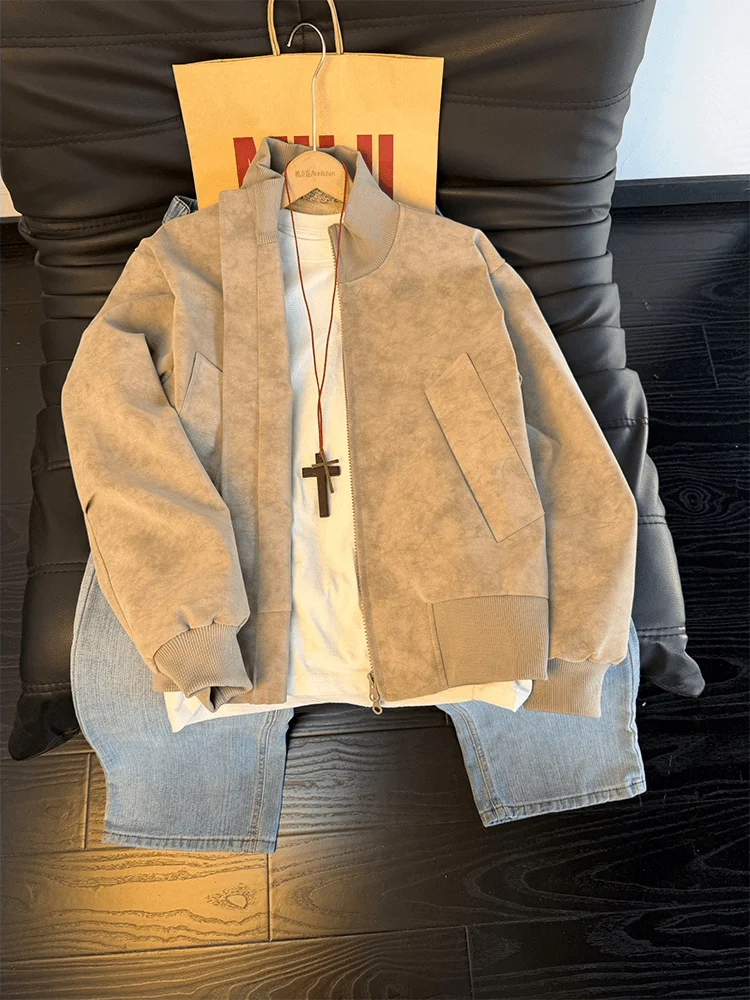 

Мужская зимняя куртка-бомбер из хлопка с начесом, с воротником-стойкой, на подкладке из овечьего вельвета