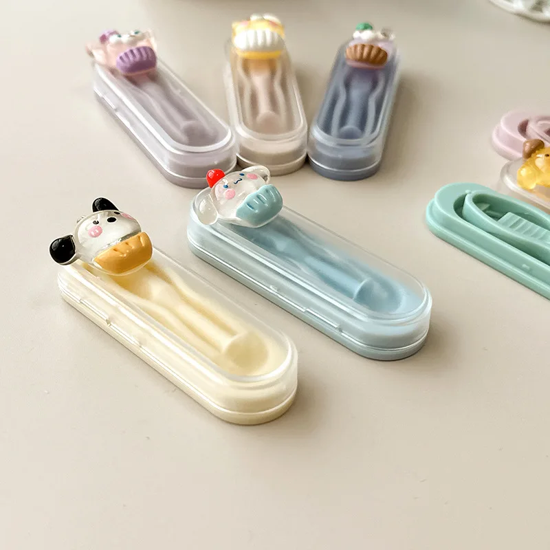 KSSEYE 1PCS Cute Anime Travel Contact Lenses Tweezers Suction Stick Plastic Mini Contact Lens Case Portable Lens Box