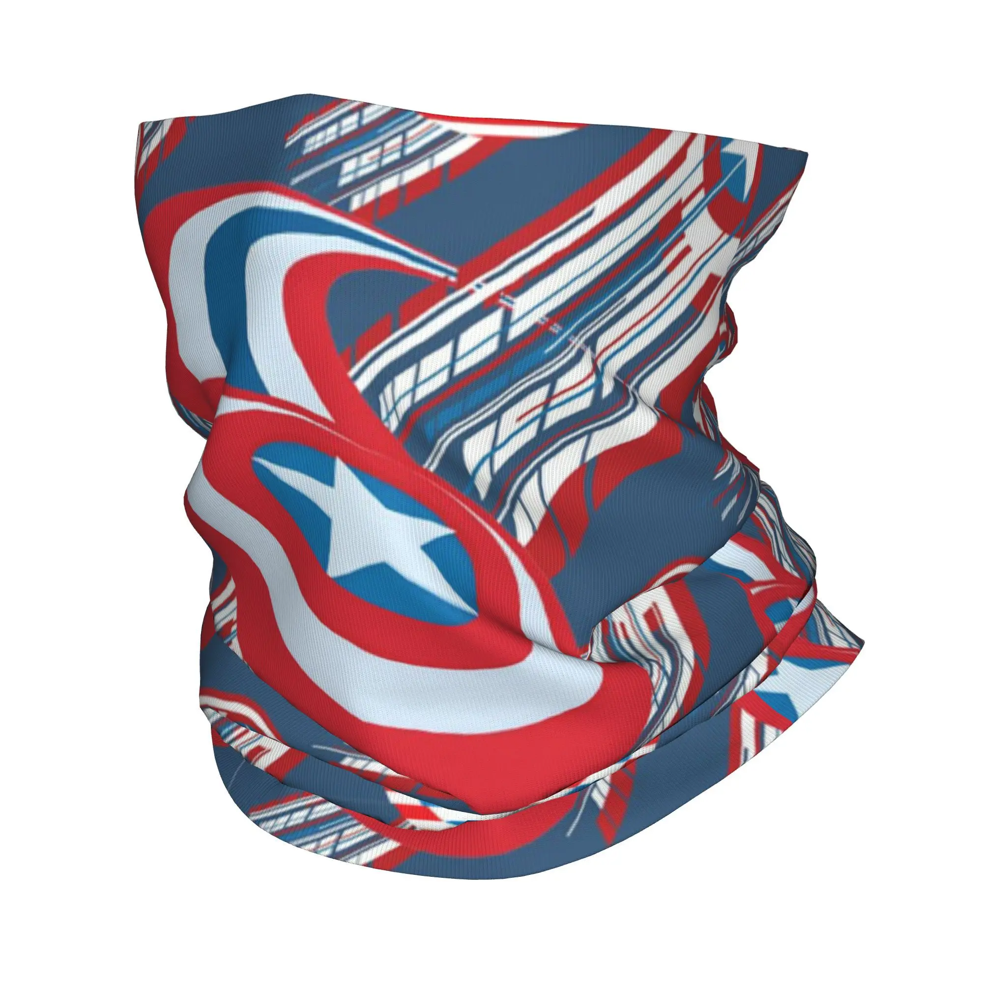 

Custom Captain America Shield Striped Bandana Neck Gaiter UV Protection Face Scarf Cover Men Women Headwear Tube Balaclava