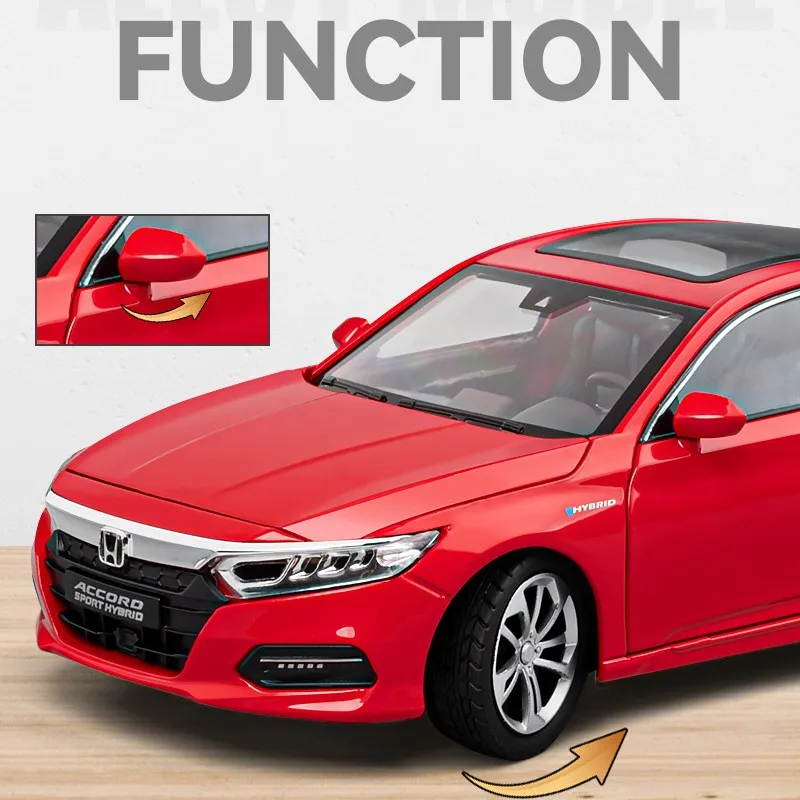 1:24 Honda Accord Sedam Alloy Scale Car Model Diecast Metal Sound＆light Collection Childrens Birthday Toy Miniature Car Vehicles