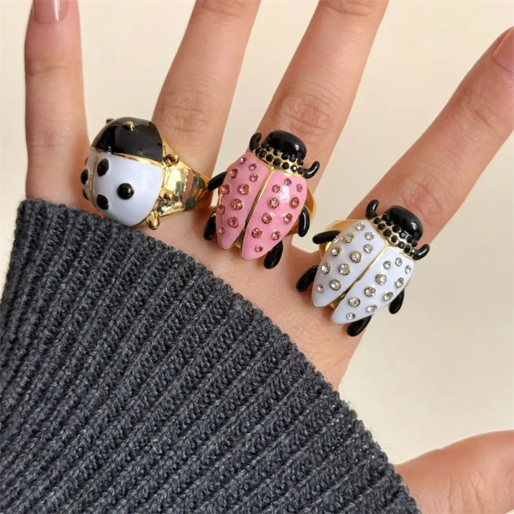 Anello geometrico per olio a goccia di insetti Accessori per gioielli Anello per pittura in stile coreano Anello in smalto grosso con design di minoranza a farfalla