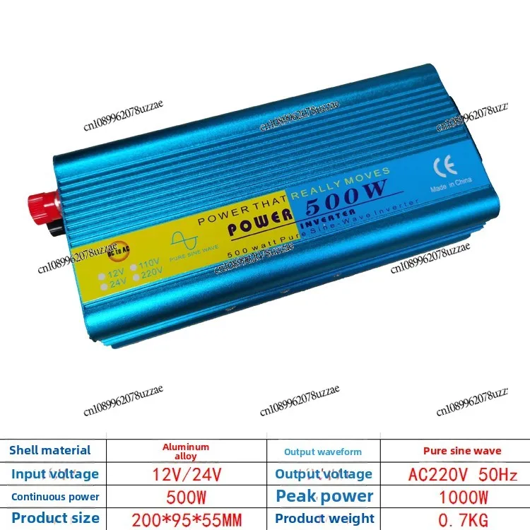 500W Pure Sine Wave Inverter 12V/24V To 220V Power Converter with USB Port