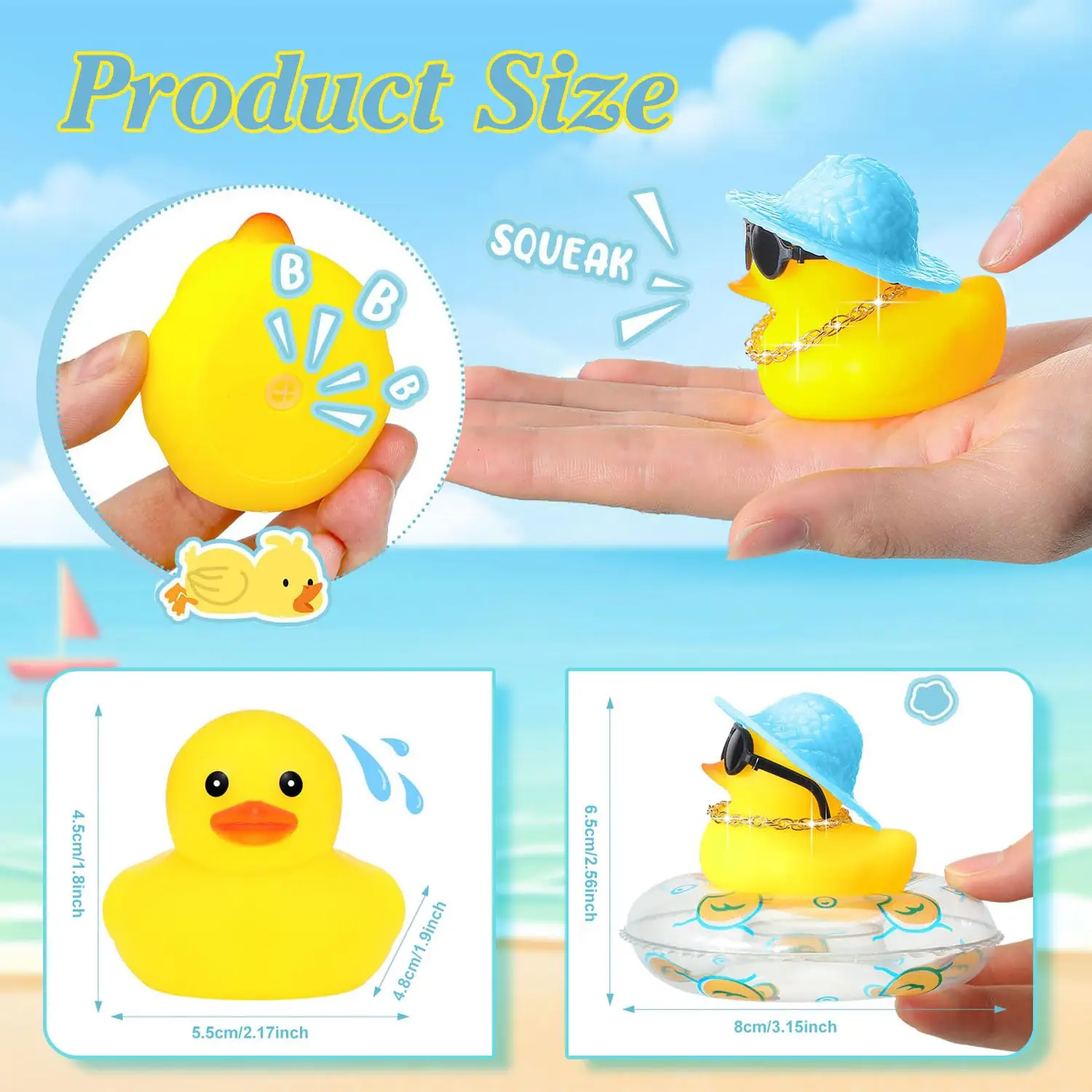 6-36 Set Mini anatre di gomma sfuse Summer Rubber Ducky Vasca da bagno Doccia Anatre per Baby Shower Decorazione cruscotto auto
