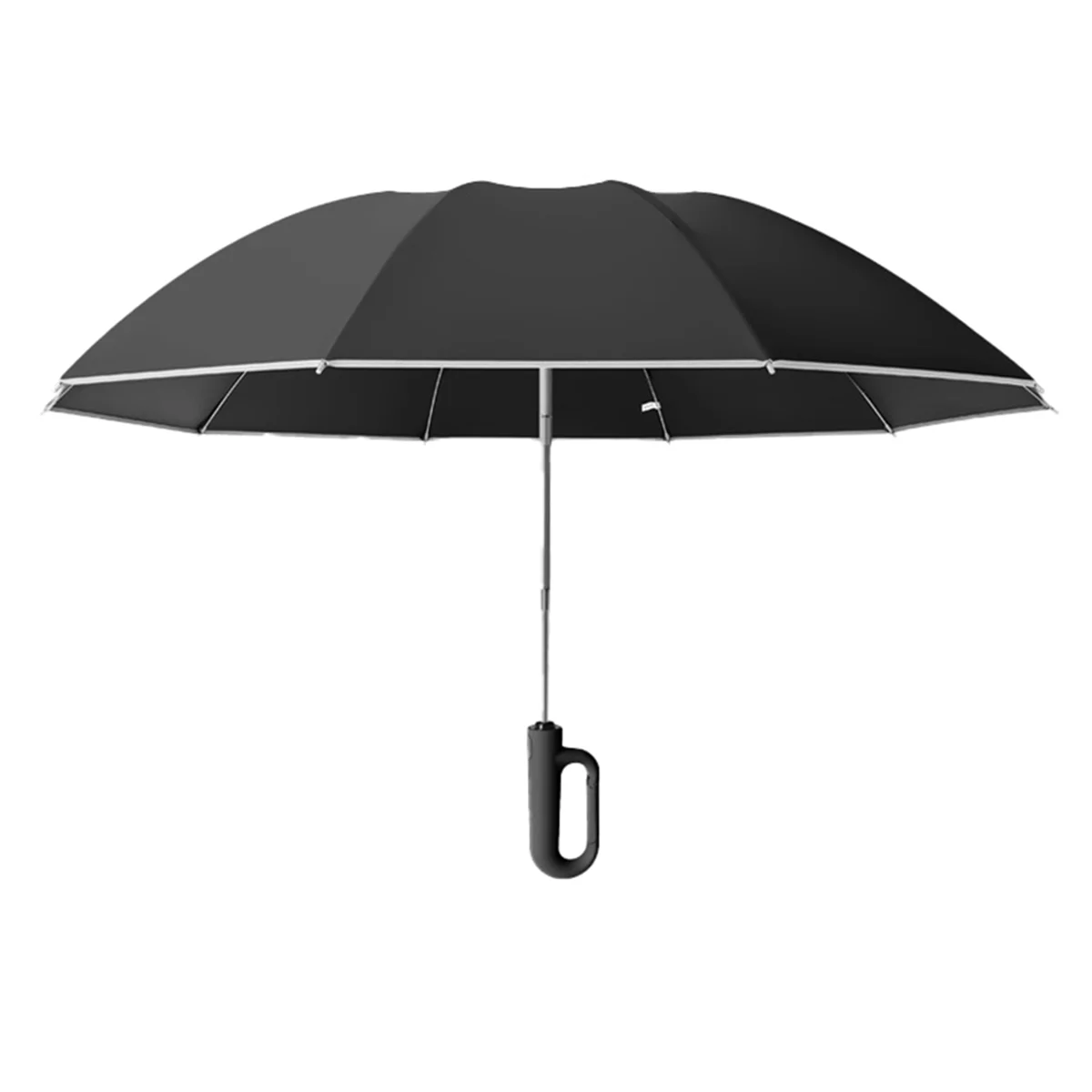 Fully Automatic Reverse Folding Umbrella with Windproof Reflective Stripe UV Umbrellas for Carabiner Handle Travel,D