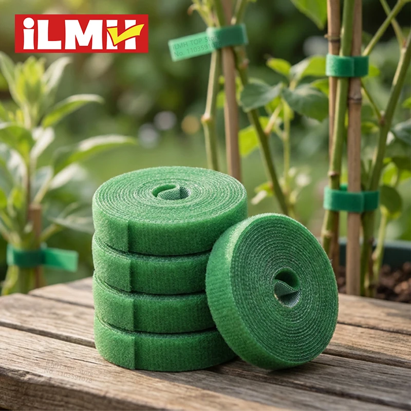 Ataduras para Plantas de Jardín, Cinta de Nylon con Gancho y Bucle, Soporte Ajustable y Reutilizable para Plantas, para Tomates y Plantas Trepadoras, Jardinería al Aire Libre