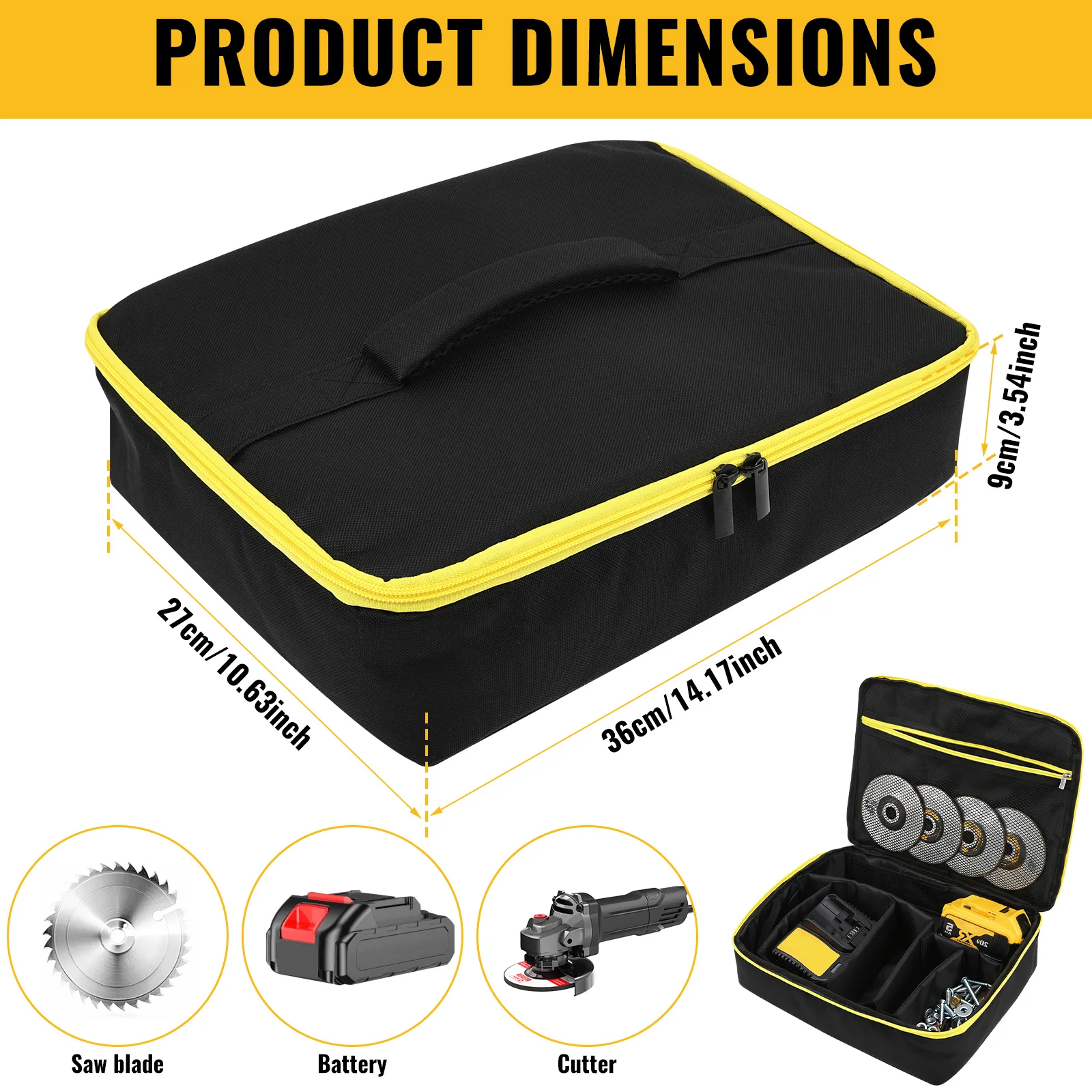 Tool Bag for DEWALT DCS438B 20V MAX Cut Off Tool Storage Case Organizer Battery Charger Cutting Wheels Carrying Bag Foldable