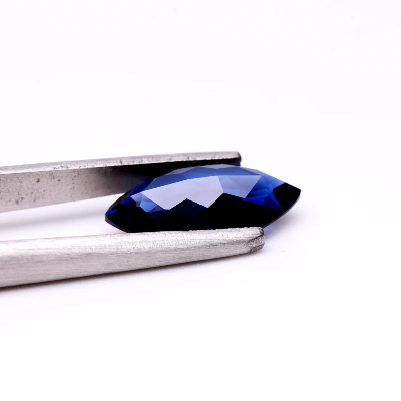 Laborgezüchteter Saphir in Marquise-Form, königsblauer Farbton, für DIY-Schmuckherstellung, Ringe, Halsketten, Ohrringe, Hauptmaterialien, Zertifikat – Detail 6