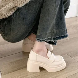 2023 nuovi mocassini con plateau donna Lolita Mary Janes pompe Casual tacchi alti in pelle Pu scarpe Oxford antiscivolo stivali autunnali