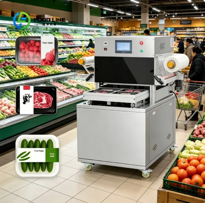 Automatic Modified Atmosphere Food Packaging Machine MAP Sealer for Snacks, Frozen Foods and Fresh Products