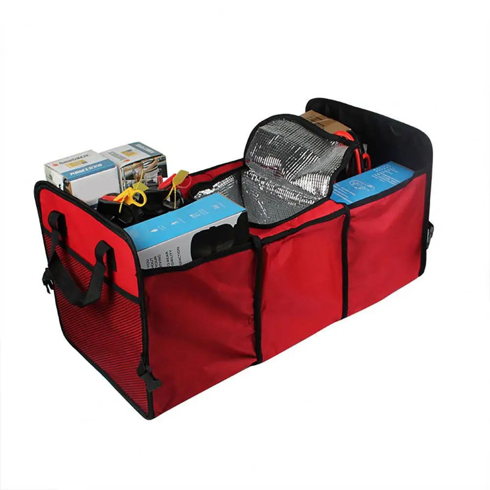 Durable Trunk Storage Pouch  3 Divided Compartments 3-Color Trunk Storage Bag  Car Trunk Storage Organizer