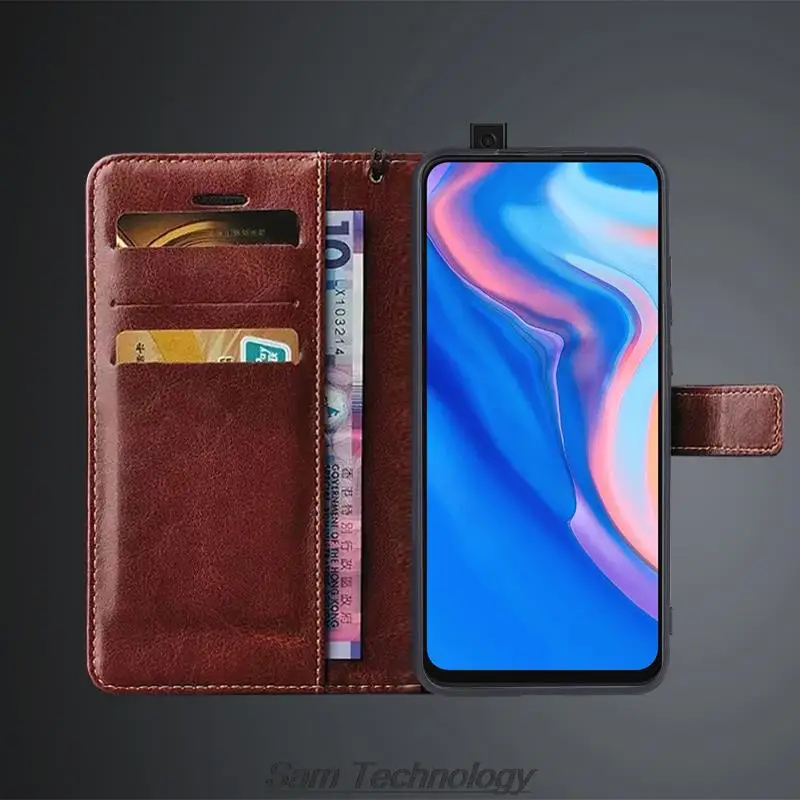 Card Holder Cover Pu Leather Case for Huawei Y9 Prime 2019 /HUawei P Smart Z Flip Cover Retro Wallet Case Business Fundas Coque