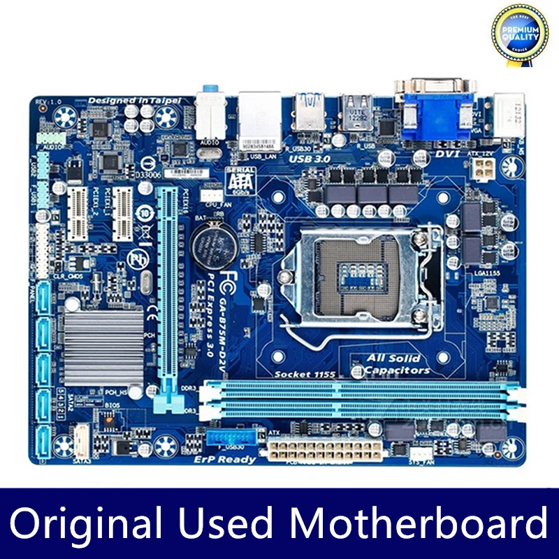 Used Motherboards GA-B75M-D2V B75M-D2V motherboard DDR3 16GB i7 i5 i3 LGA 1155 B75 USB3.0 SATA III Desktop motherboard