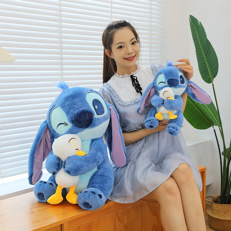 30cm-80cm New Disney Lilo & Stitch Plush Toy Cartoon Embrace Donald Duck Stuffed Doll Anime Collection Souvenir Birthday Gift