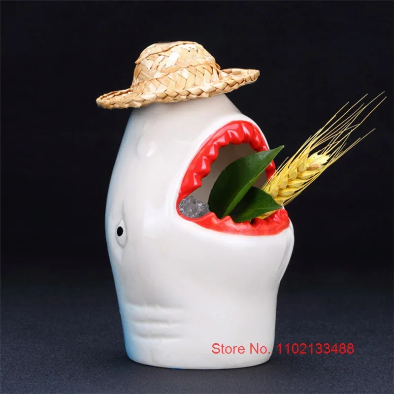 Ceramic TIKI Mug Wine Glass Funny Hawaii Tropical Cocktail Glass Oak Barrel Hermit Crab Panda Shark Elephant Cup Bar Accessories 5