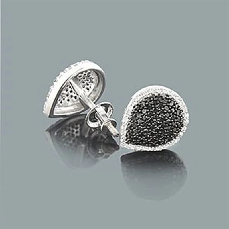 Boucles d'oreilles classiques Hip-hop en zircone noire synthétique brillante, bijoux quotidiens exquis pour accessoires de fiançailles pour femmes