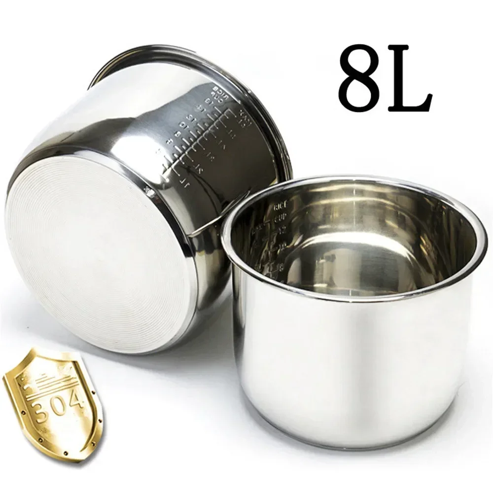 8L Liner Rice Cooker  304 Stainless Steel Rice Cooker Liner Pressure Cooker Double Bottom Liner Thicken  Inner Pot