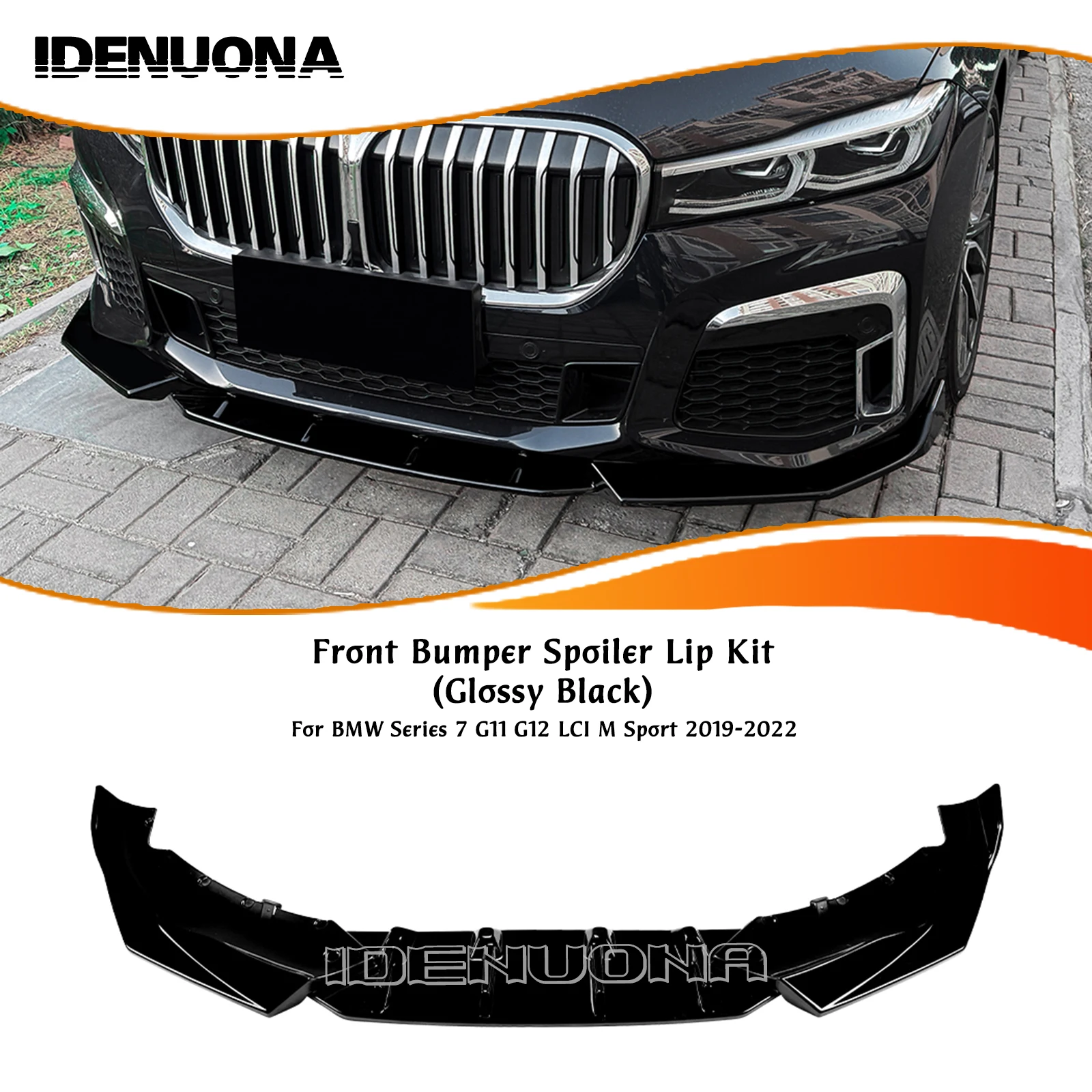 

Lower Diffuser Splitter Carbon Fiber Look/Gloss Black Front Bumper Spoiler Lip For BMW 7 Series G11 G12 740i LCI M Sport 2019-22
