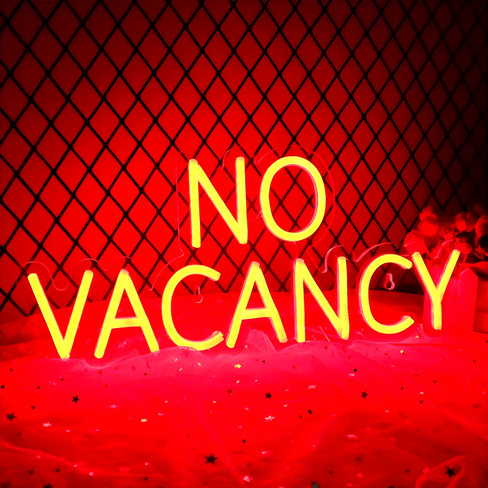 

Неоновая вывеска «NO VACANCY» - 16x7.3 дюйма (41x18.5см), красная, светодиодная, настенная, с регулировкой яркости по кнопке, подключаемая к сети, для отелей