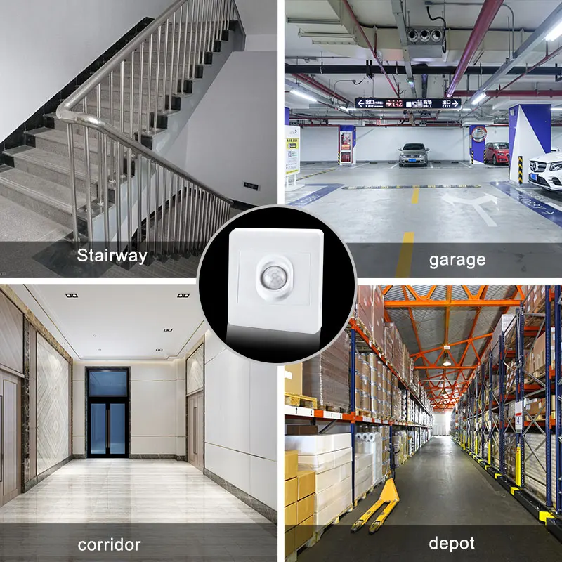 RIR Motion Sensor Light Switch AC 110V 220V Human Body Infrared Detector Auto On Off 86 Type Recessed For Corridor Staircase