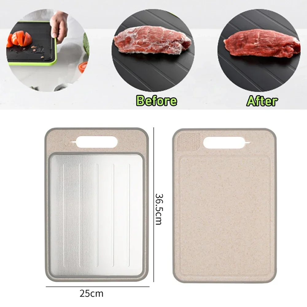 4 in 1 Defrosting Cutting Board Tray with Grater Sharpener Double Sided Chopping Board Frozen Meat Fish Food Tray Meat Tools