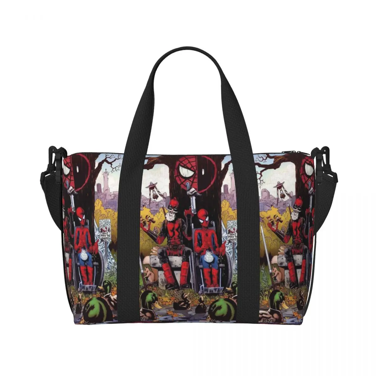 Custom Deadpool Beach Tote Bag for Women Big Compartment Beach Gym Travel Bags