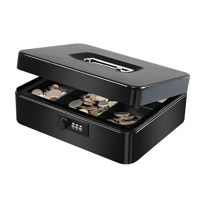 Metal Cash Box Mobile Money Box Password  Coin Storage Metal Cash Box