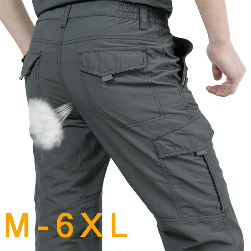 

NUONEKO-Quick Dry Outdoor Pants for Men, Waterproof, Tactical, Climbing, Camping, Trekking, Summer Thin Trousers,6XL, PNT11, New