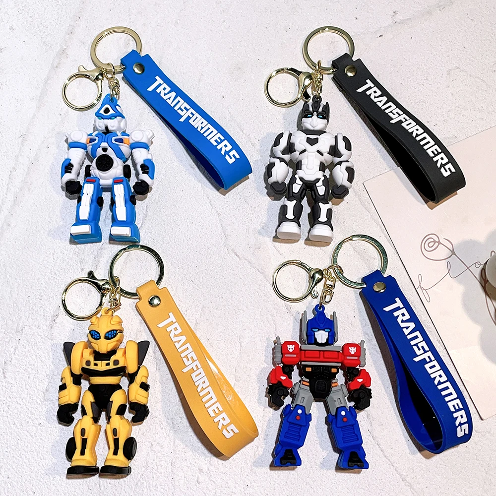 Cartoon Movie Transformer Key Chain Optimus Prime bumblebee robot Key Chains Silicone Car Key Chain Bag Pendant Keyring Friends