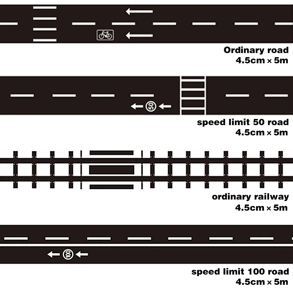 5m/10m Creative Traffic DIY Highway Train Railway Non-marking Tape P Parking Space Sticker Race Car Party Decorations Kids Gift