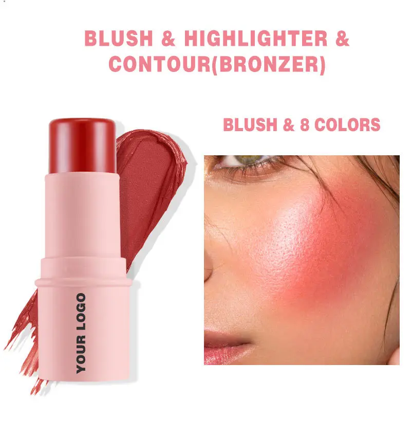 

50pcs Customized logo Single-ended contour stick Blush Highlight stick High-gloss three-dimensional concealer Highlight