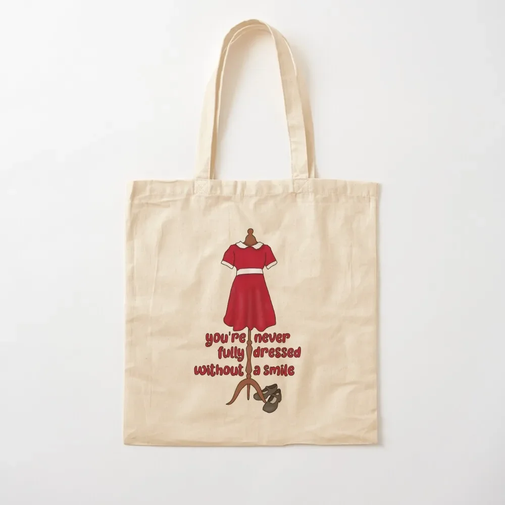 Never fully dressed without a smile (Annie dress) Tote Bag the tote bag Canvas hand bags Women's shopping bag