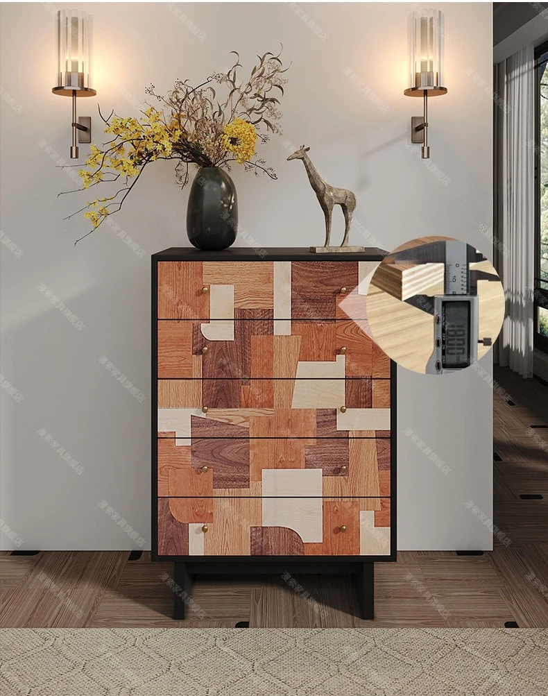 LTT antique solid wood chest of drawers household living room wall storage cabinet