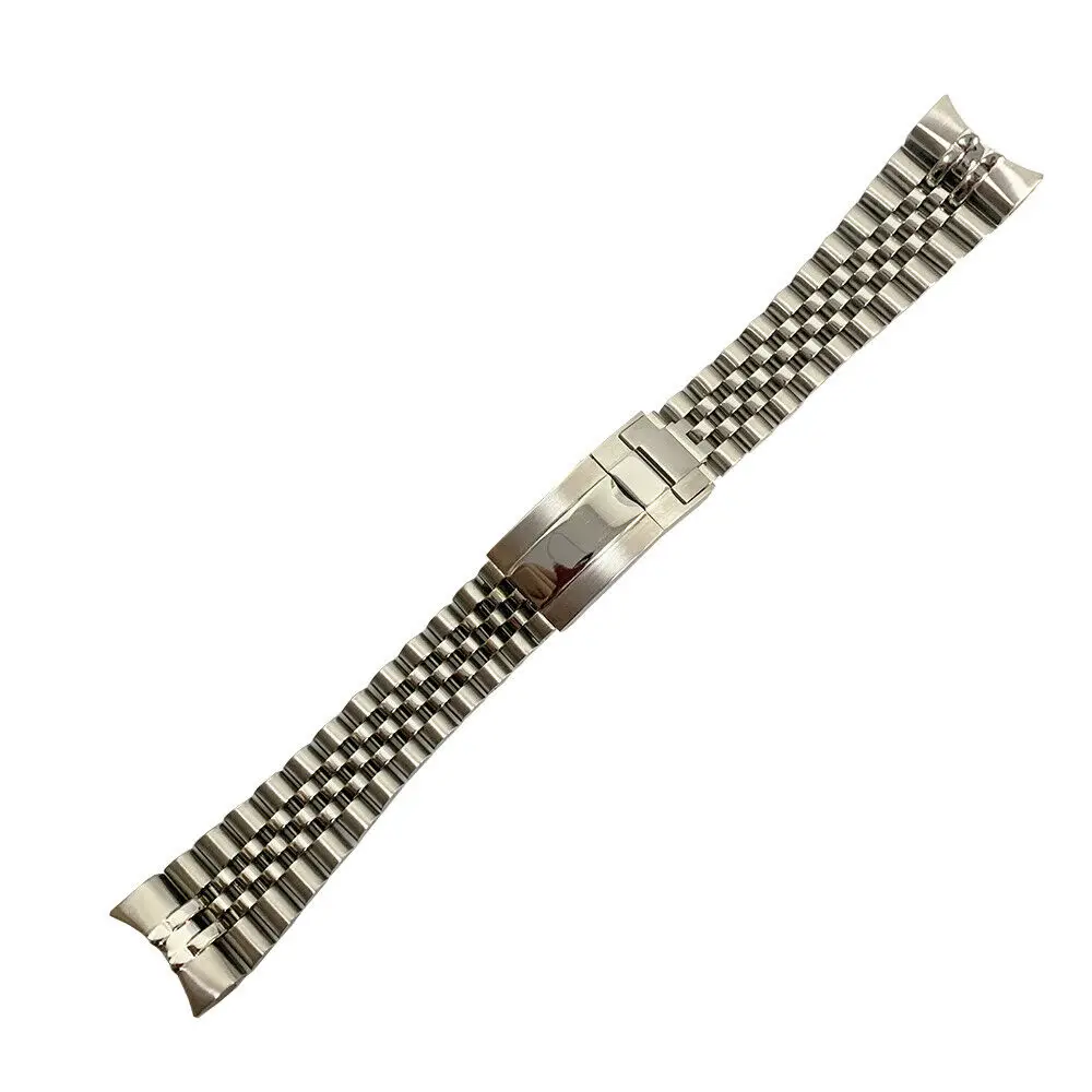 CARLYWET 22mm 316L Steel Solid Curved End Screw Links With Oyster Clasp Jubilee Bracelet Watch Band Strap For Seiko 5 SRPD53K1