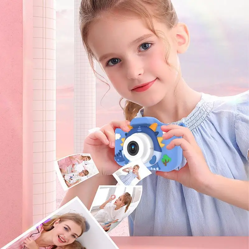 Appareil photo portable 1080P HD pour enfants, appareil photo à selfie multifonctionnel pour enfants, caméra vidéo numérique, dessin animé Dragon, jouets pour filles et garçons