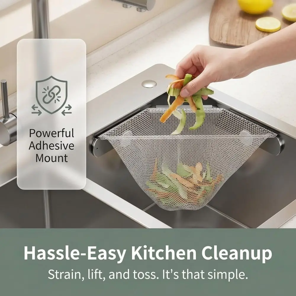 Metal Kitchen Sink Strainer Drain Protection Adhesive Mount Corner Sink Strainer Durable Food Scrap Strainer