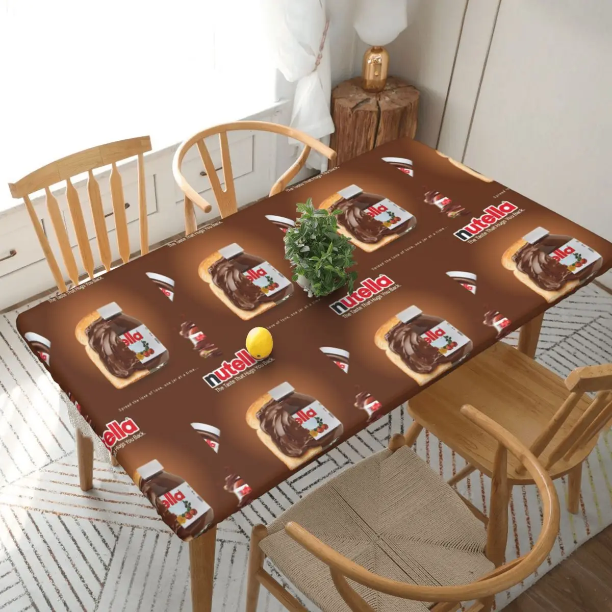 Nutella Cutie Customized Rectangular Tablecloth Oilproof Table Cover for Dining Events Table Cloth