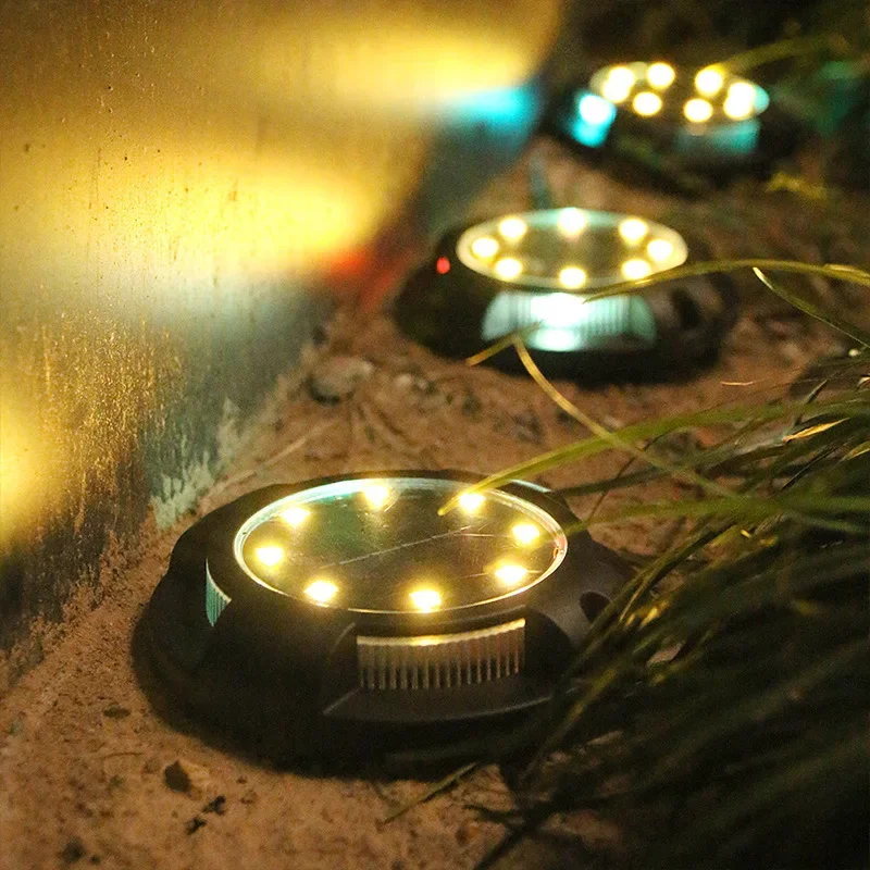 12LED Solar Underground Light Circular Outdoor Garden Solar Underground Light Deck Light Buried Solar Light Garden Decoration