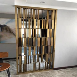 Stainless steel screen living room partition grid metal laser cutting KTV sales building hotel custom