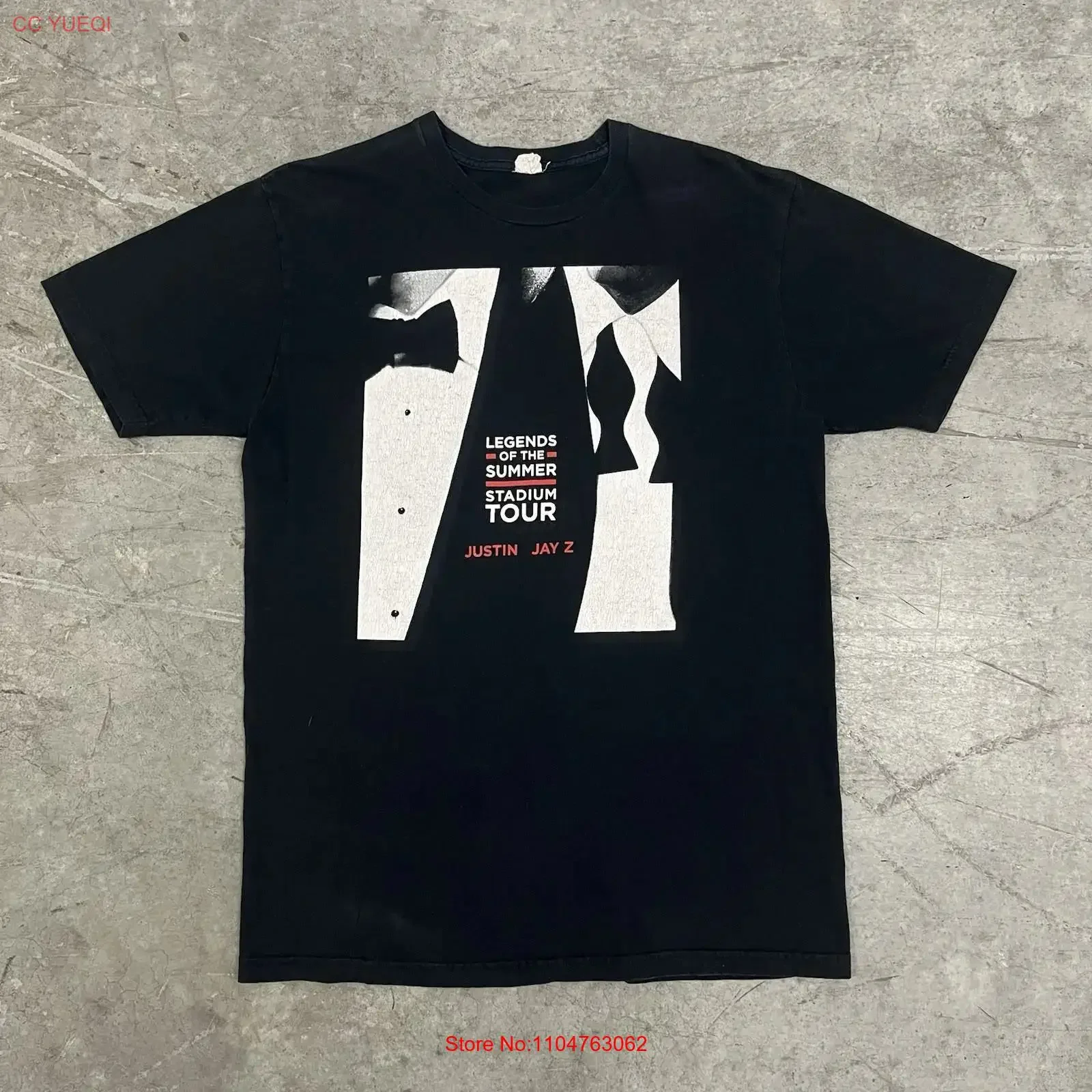 Justin Timberlake Jay Z Legends of the Summer Tour Black T Shirt Size XL vintage Washed Casual Versatile Stretched graphic