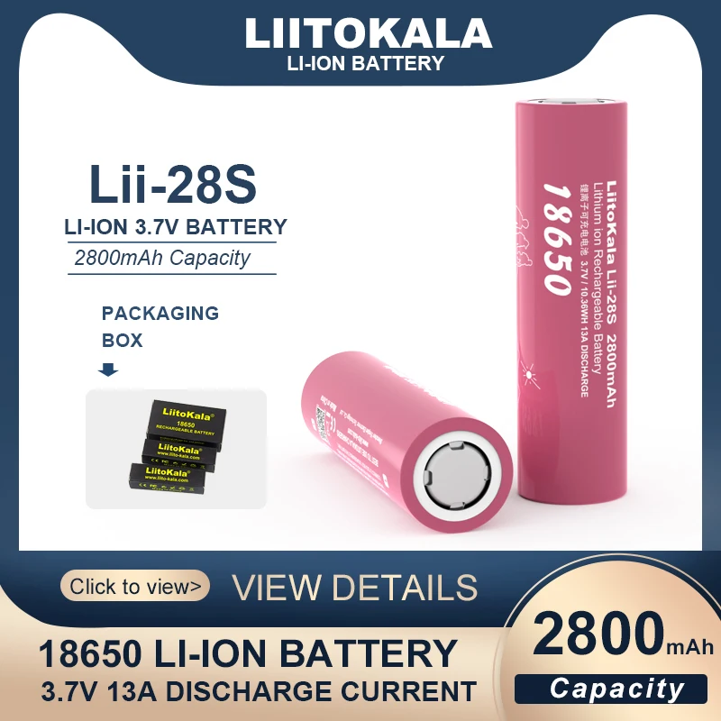 Новый LiitoKala Lii-28S 18650 3,7 В 2800 мАч 13 А литиевая аккумуляторная батарея для электроинструментов светодиодный фонарик батареи