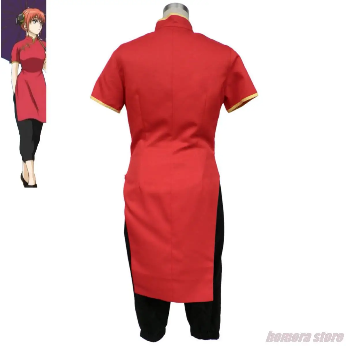 Anime Gintama Intama Silver Soul Kagura Costume Cosplay Parrucca Stile cinese Abiti da allenamento Abito rosso Copricapo Donna Vestito da festa