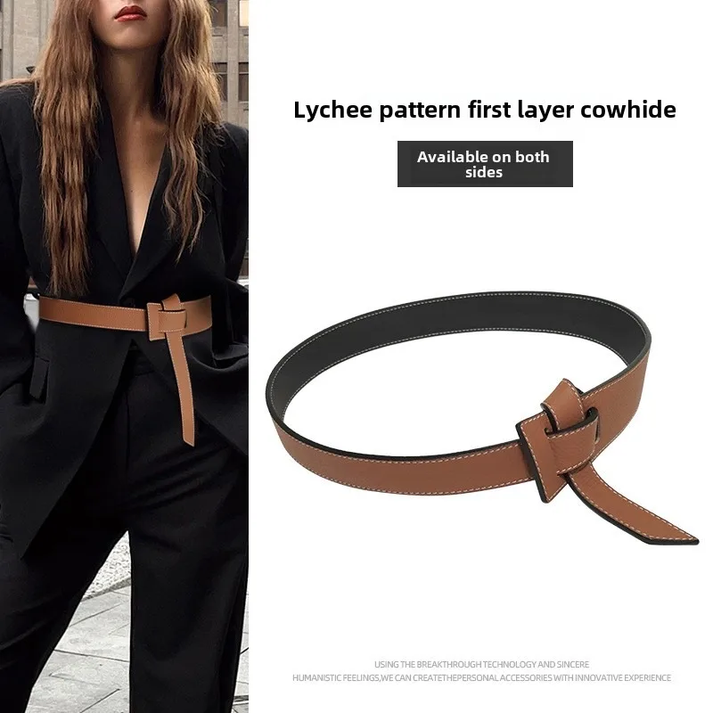 New Designer Belts for Women High Quality Knot Soft Pu Leather Long Cummerbunds Wide Coat Ceinture Femme Dress Waistband Cintos